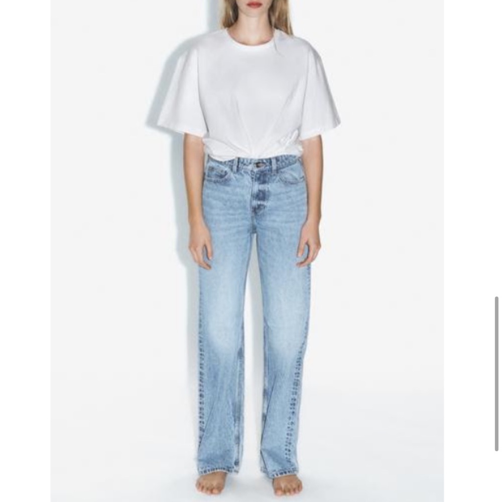 Zara High waisted full length straight leg jeans